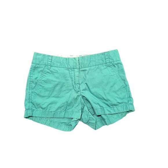 J Crew Shorts Chino Green Broken In 100% Cotton Pockets Casual Women's 0 - Picture 1 of 4